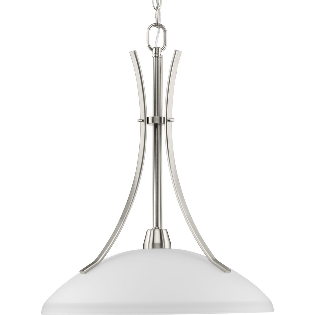 Product image for Progress P5112-09 Wisten Collection One-Light Brushed Nickel Etched Glass Modern Pendant Light