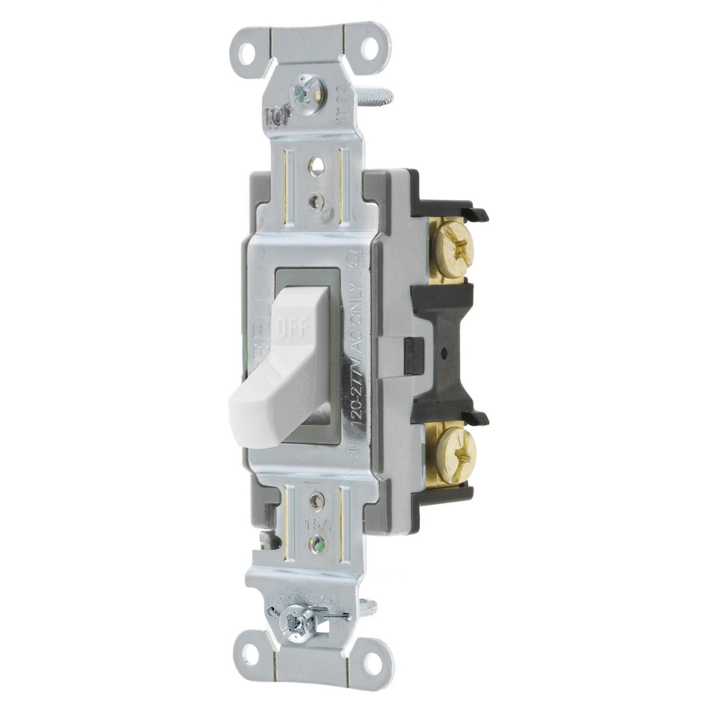 Product image for Hubbell CSB115W 15 Amp 120/277 VAC 1-Pole White Toggle Switch