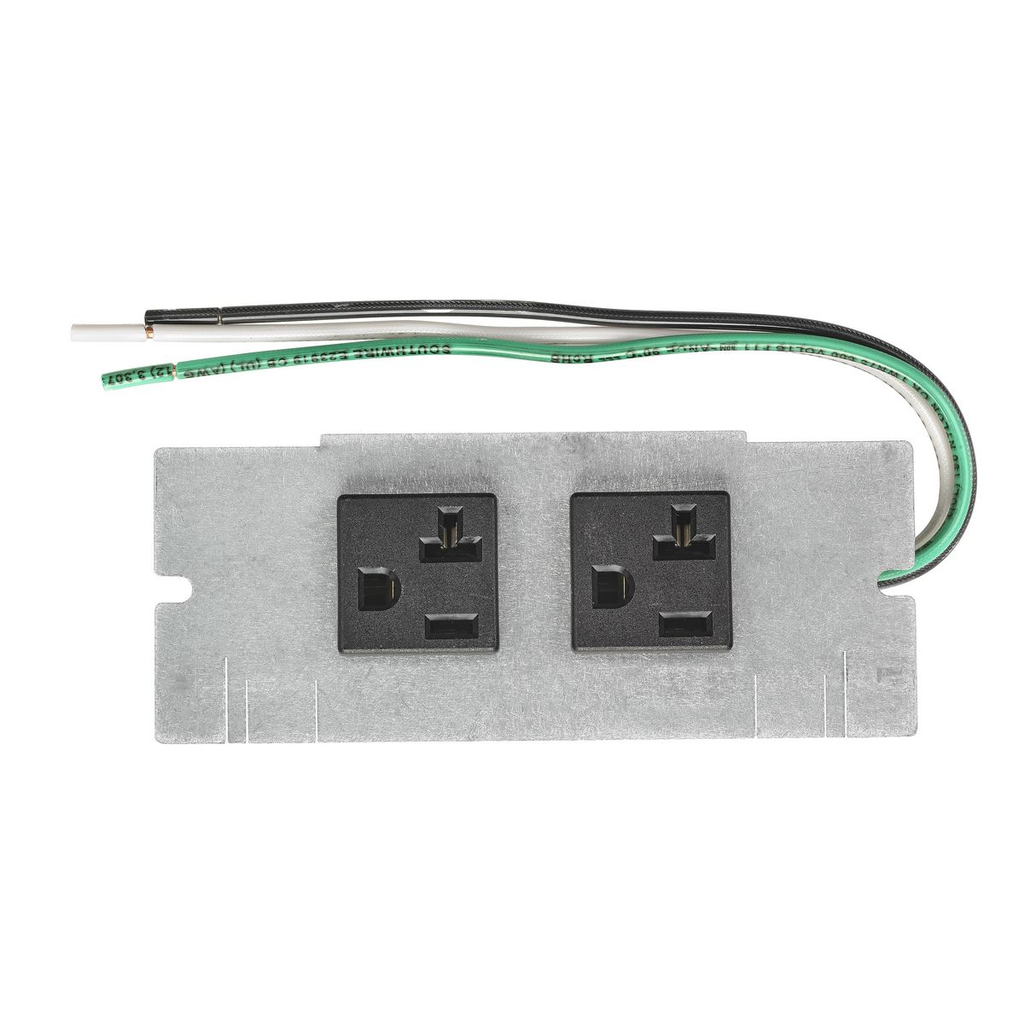 Mayer-DDS-2, 4, & 6-Gang Series, Pre-Wired Device Plate, (2)20A Pre-Wired Receptacles, 1 Circuit, 8" Leads-1