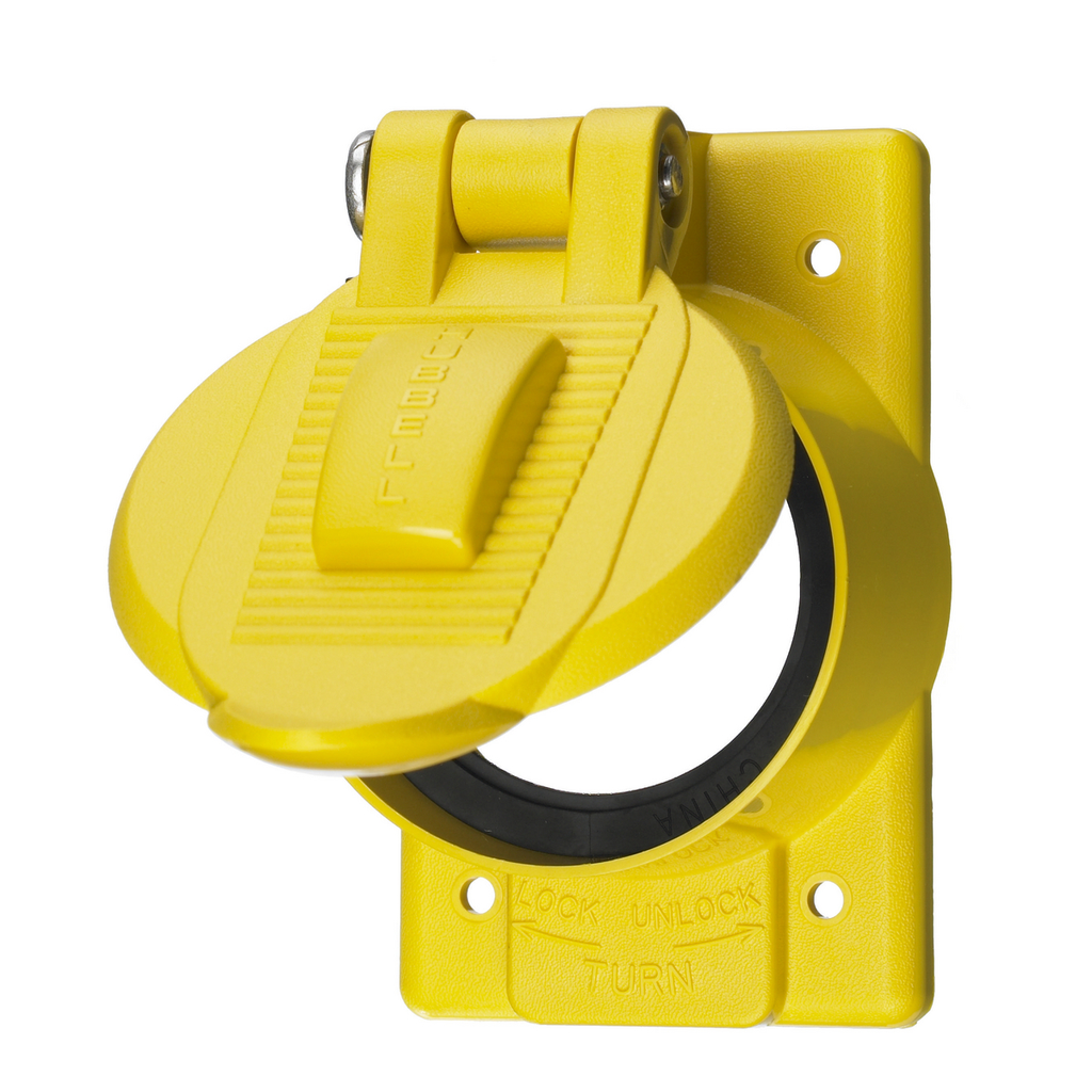 Product image for Hubbell HBL77CM74WO Yellow Thermoplastic Weatherproof Lift Cover