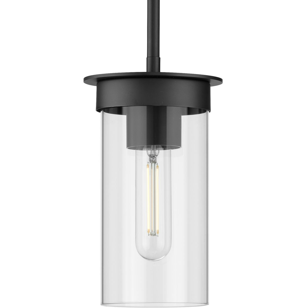 Product image for Progress P500314-031 Kellwyn Collection One-Light Matte Black and Clear Glass Transitional Style Hanging Mini-Pendant Light