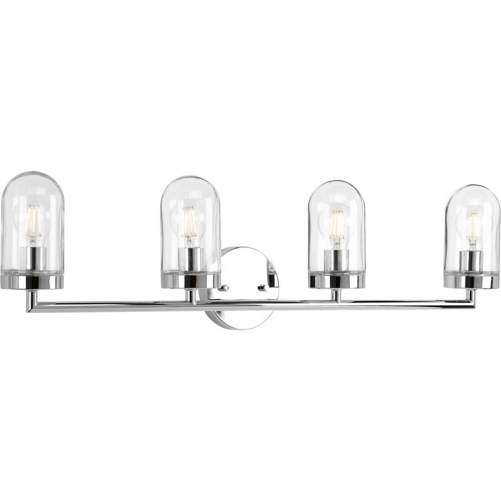 Product image for Progress P300177-015 Signal Collection Four-Light Polished Chrome Clear Glass Coastal Bath Vanity Light
