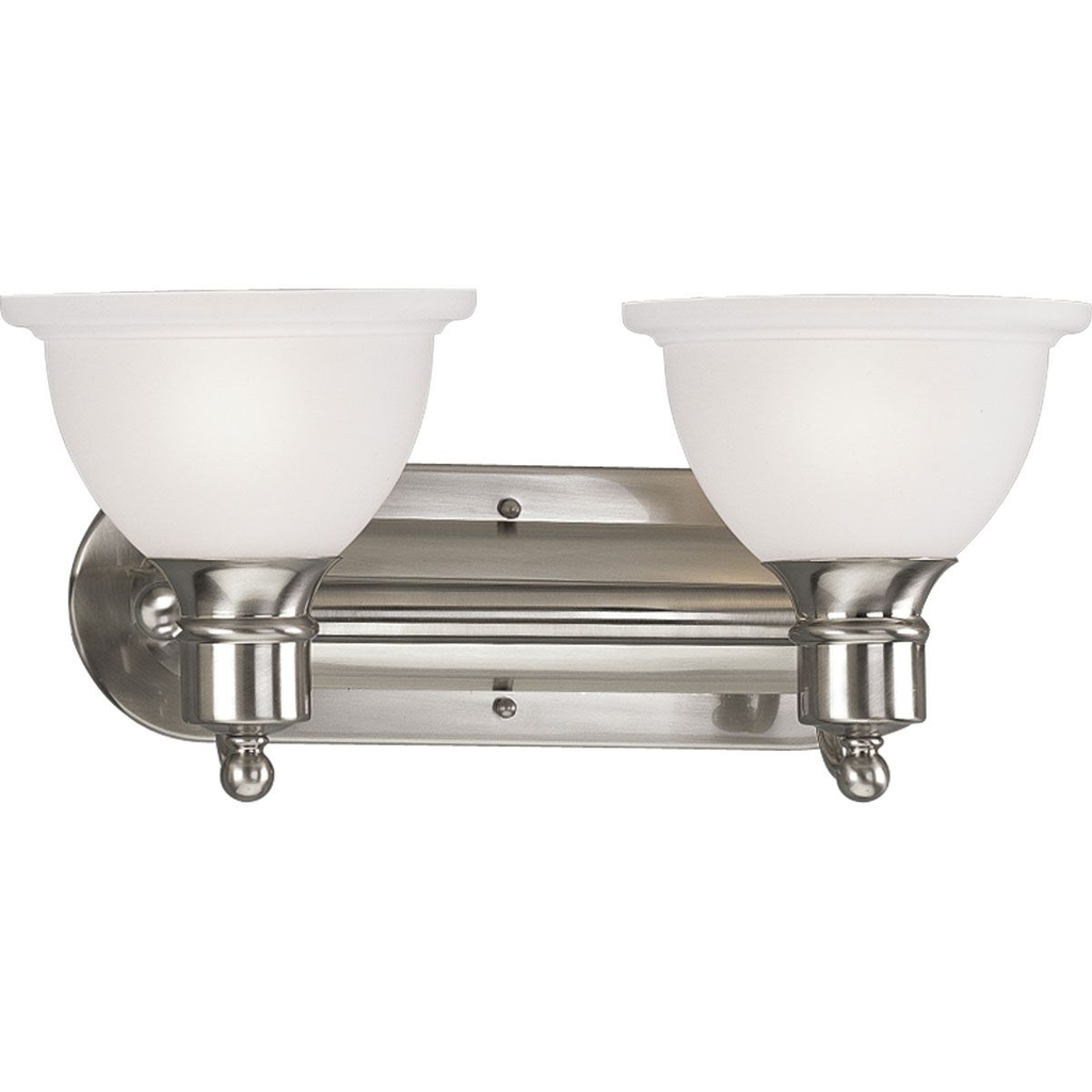 Product image for Progress P3162-09 Madison Collection Two-Light Brushed Nickel Etched Glass Traditional Bath Vanity Light
