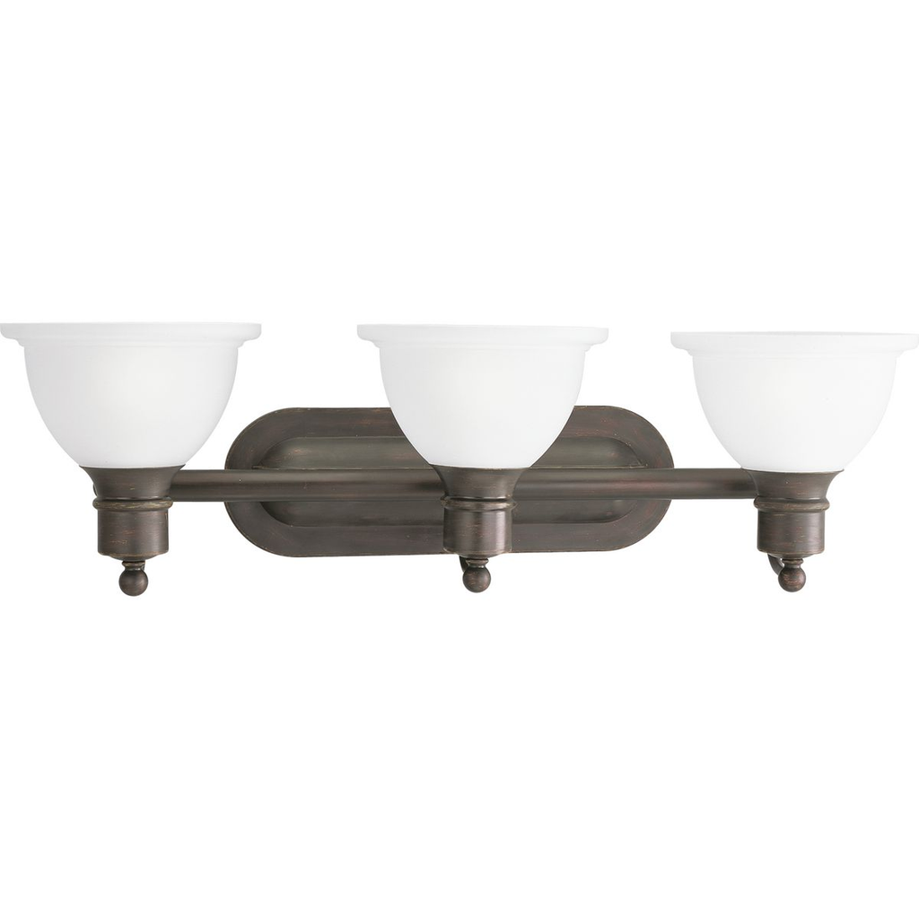 Product image for Progress P3163-20 Madison Collection Three-Light Antique Bronze Etched Glass Traditional Bath Vanity Light