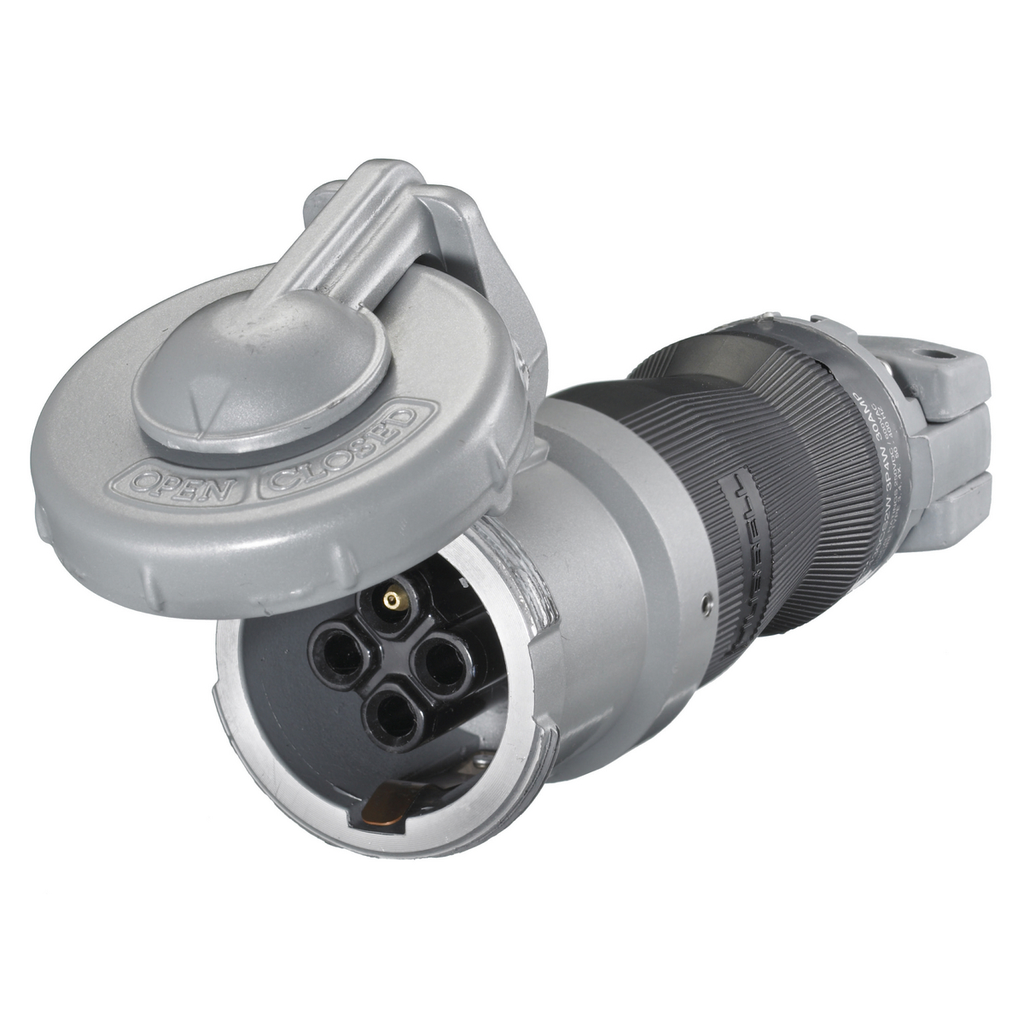 Product image for Hubbell HBL430CS2W 30 Amp 600 VAC 250 VDC 3-Pole 4-Wire Style II Watertight IEC Pin and Sleeve Connector