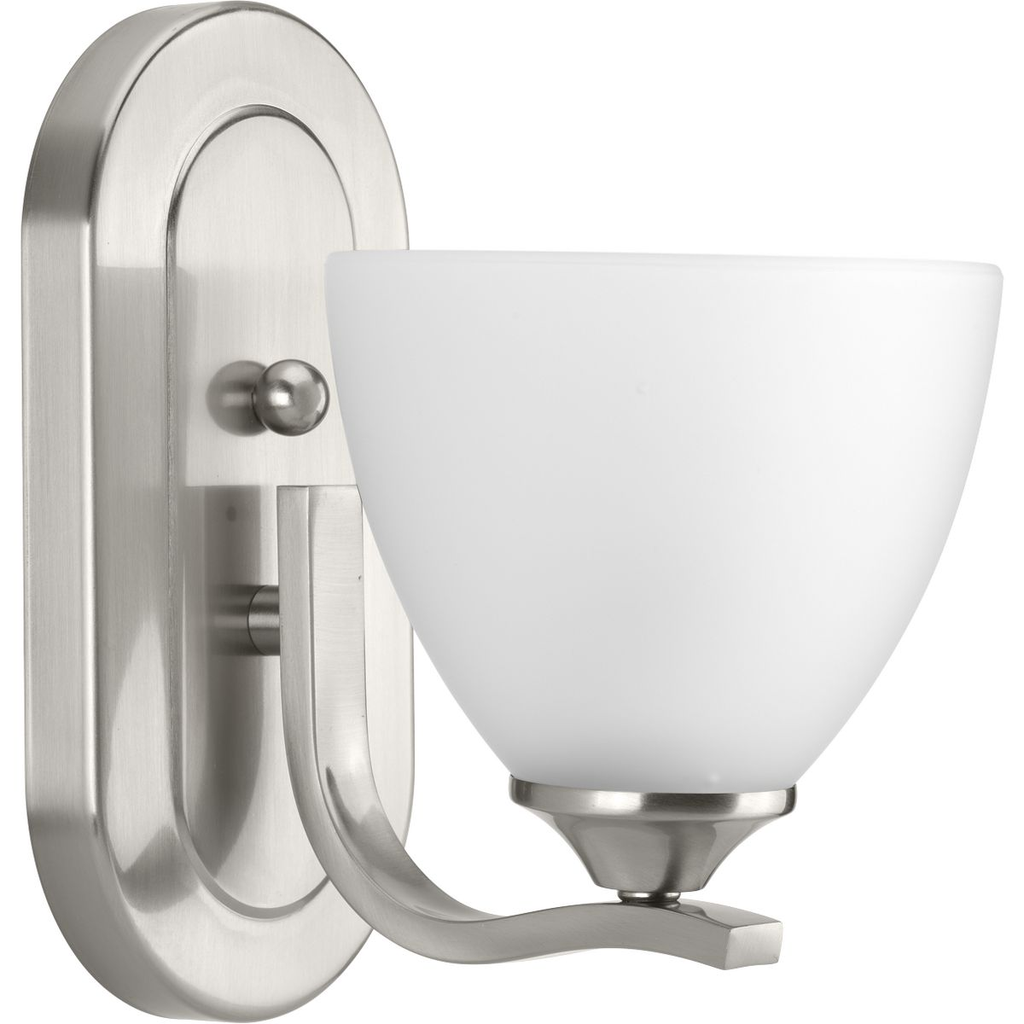 Product image for Progress P300095-009 Laird Collection One-Light Brushed Nickel Etched Glass Traditional Bath Vanity Light