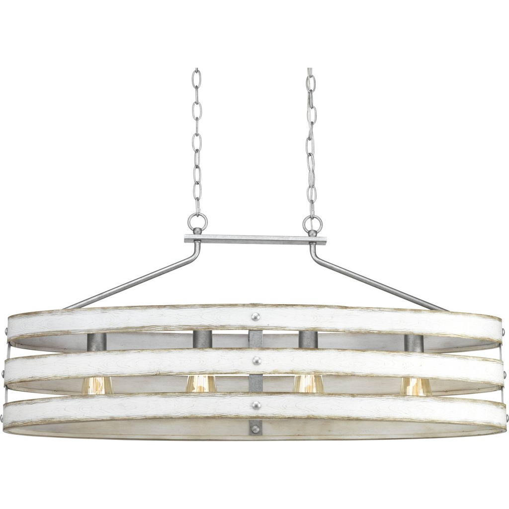 Product image for Progress P400097-141 Gulliver Collection Four-Light Galvanized Finish Coastal Linear Chandelier Light