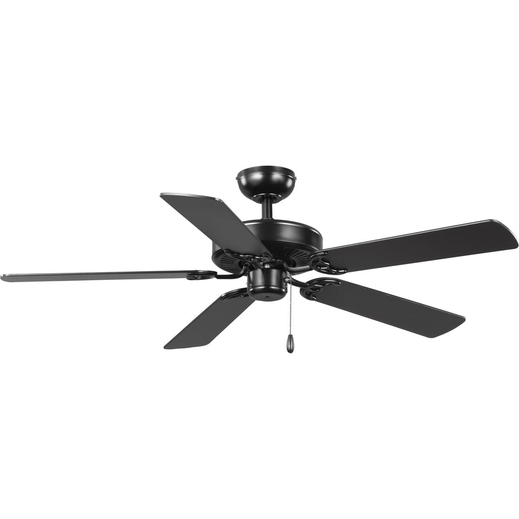 Product image for Progress P250066-31M AirPro Energy Star-Rated 52-Inch Matte Black 5-Blade AC Motor Traditional Ceiling Fan