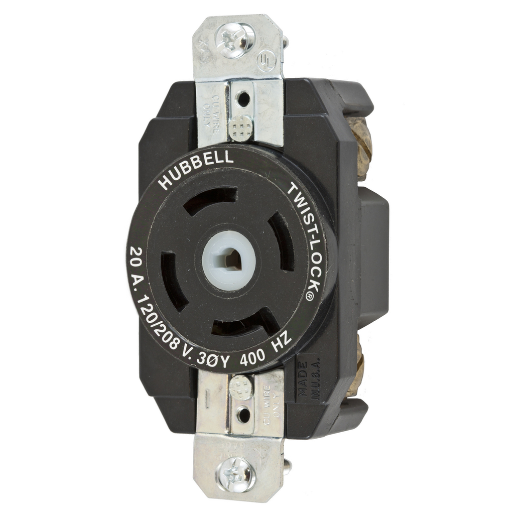 Product image for Hubbell HBL45905 20 Amp 120/208 VAC 4-Pole 5-Wire Locking Receptacle