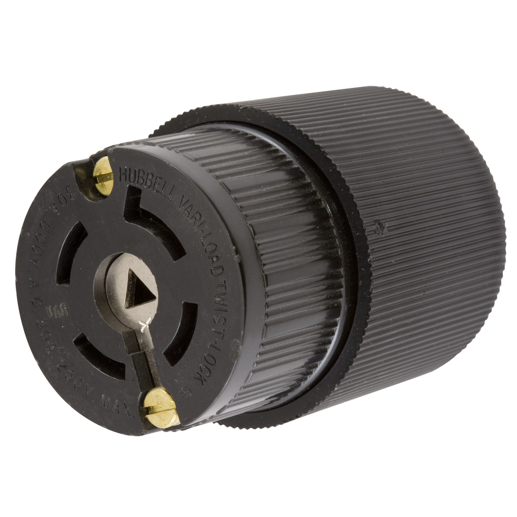 Product image for Hubbell HBL45235 Locking Connector, VARILOAD, 4P5W, 30A 600V, B-PIN