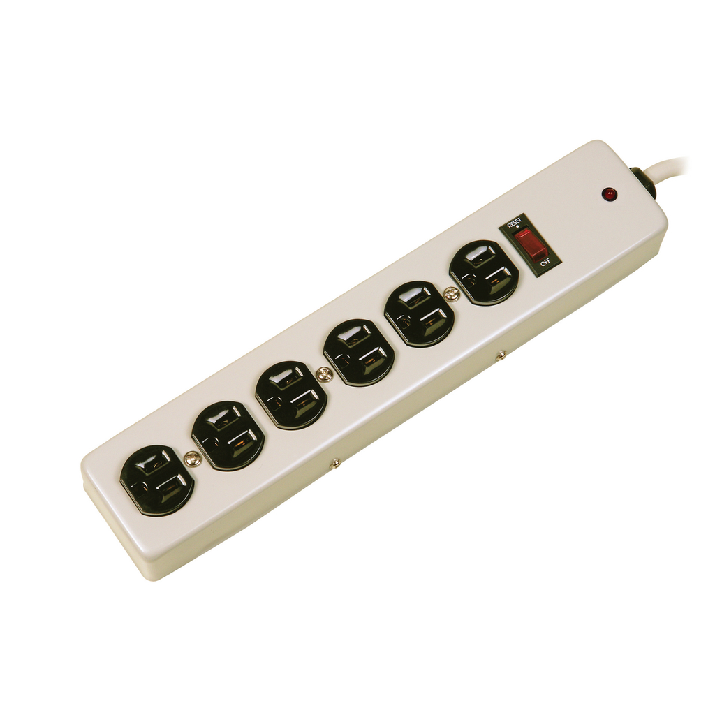 Mayer-DDS-Surge Protective Devices, SPIKESHIELD TVSS Plug Strips, 6) Receptacles, Metallic Body, 1050 Joules, 6' Cord-1