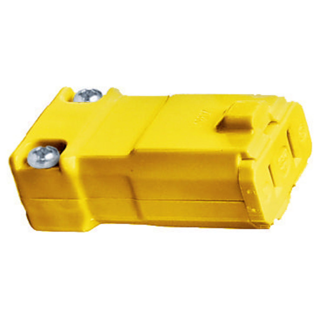 Product image for Hubbell HBL5869VY 15 Amp 125 Volt 2-Pole 3-Wire NEMA 1-15R Yellow Nylon Straight Blade Device Connector Body