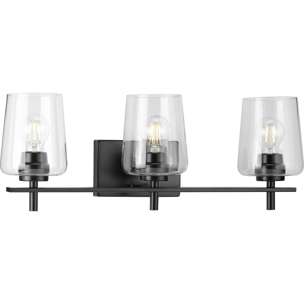 Three-light matte black bath vanity light