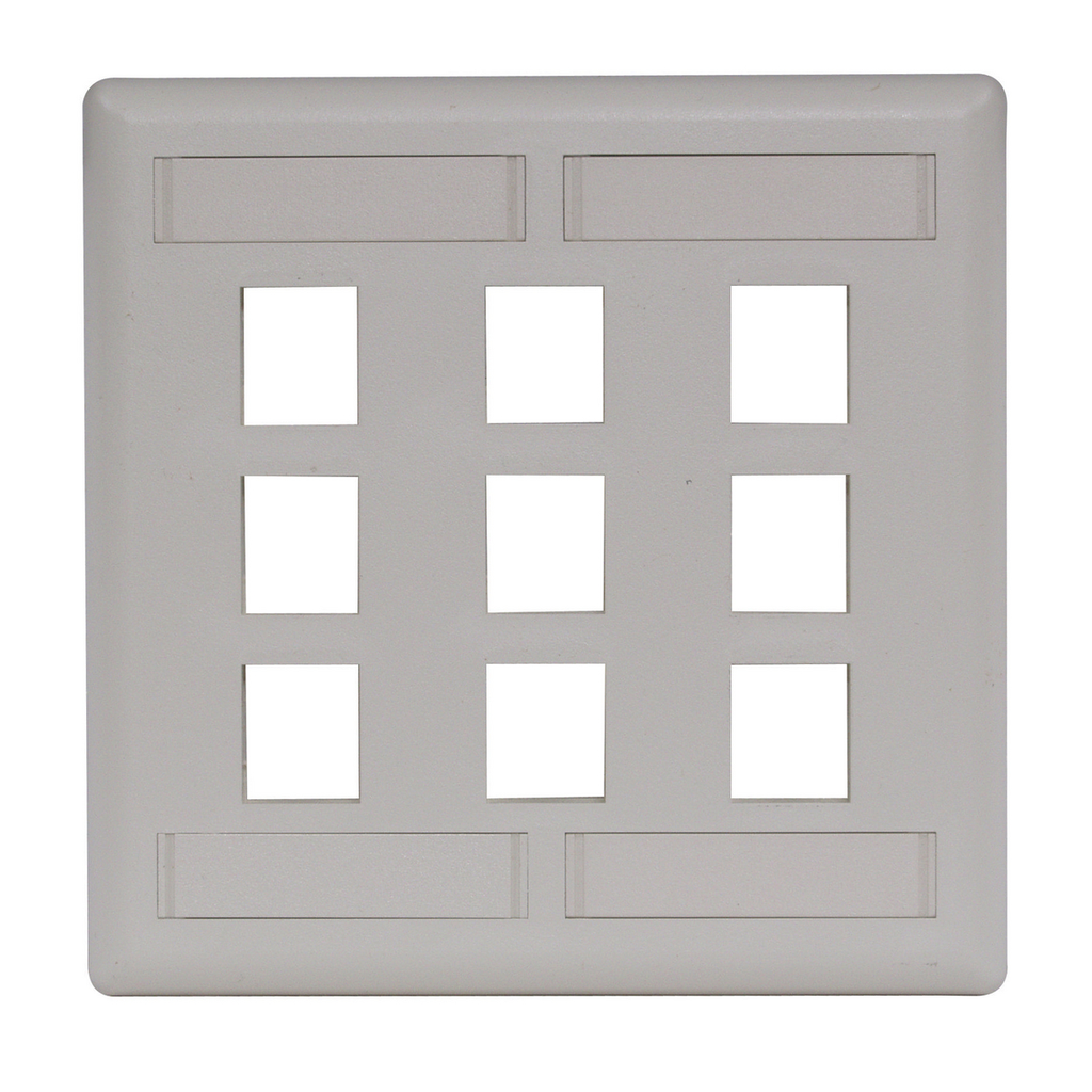 Product image for Hubbell Wiring Devices IFP29OW 2-Gang Office White 9-Port Data Communication Face Plate
