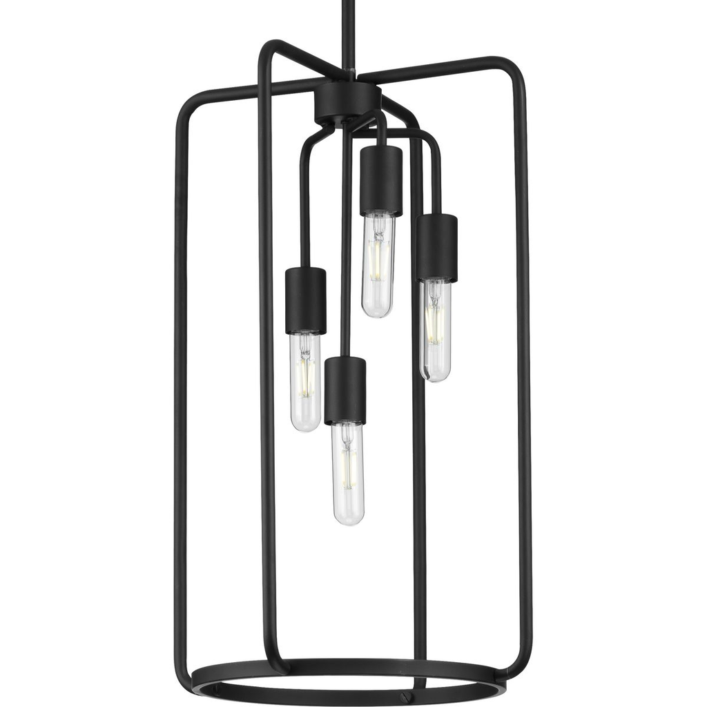 Product image for Progress P500224-031 Bonn Collection Four-Light Matte Black Farmhouse Pendant Light
