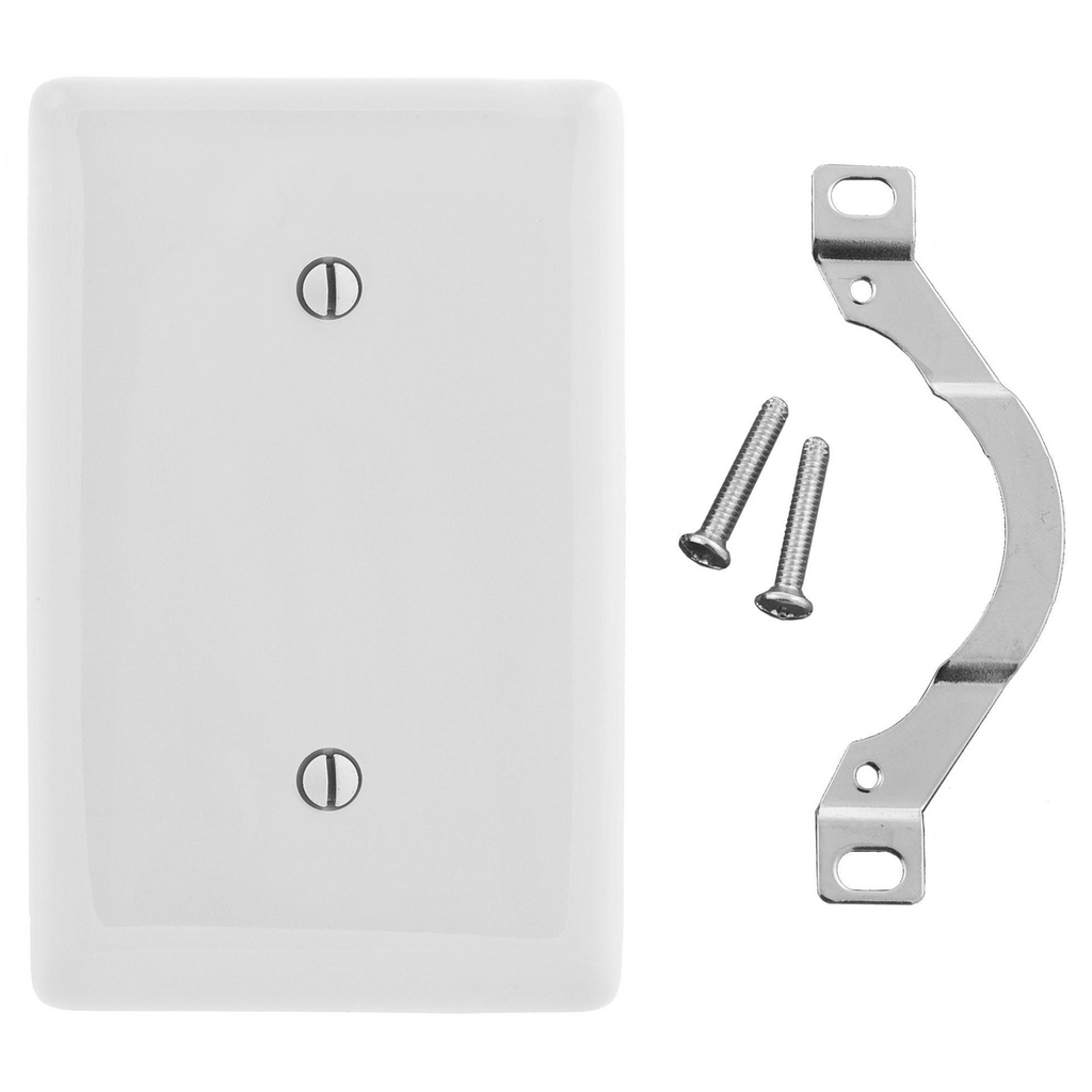Product image for Hubbell NP14W 1-Gang White Nylon Standard 1-Blank Strap Mount Wallplate