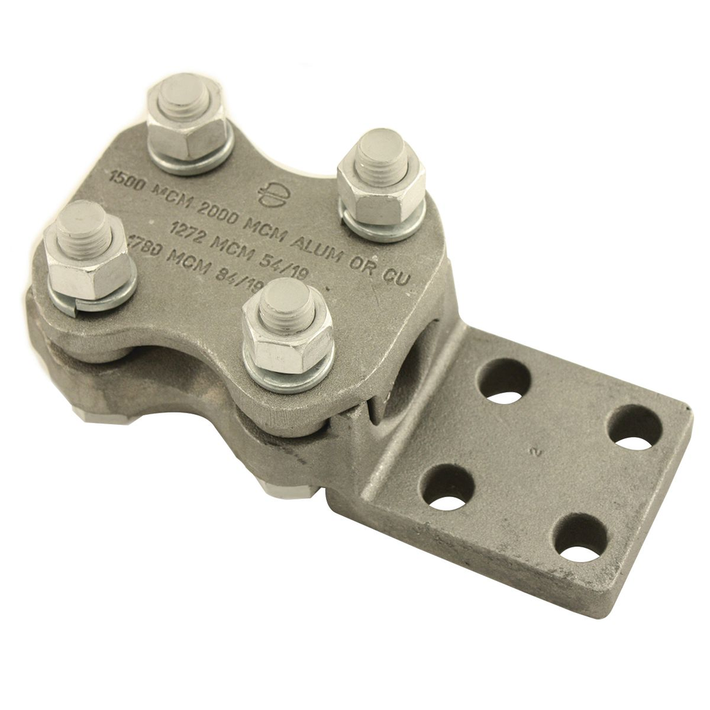 Product image for Burndy NAR42A4N Al Bolted Terminal, Cable to Flat, 600-900 kcmil(Al/Cu),477-795 kcmil(ACSR), 4 NEMA Pad Holes