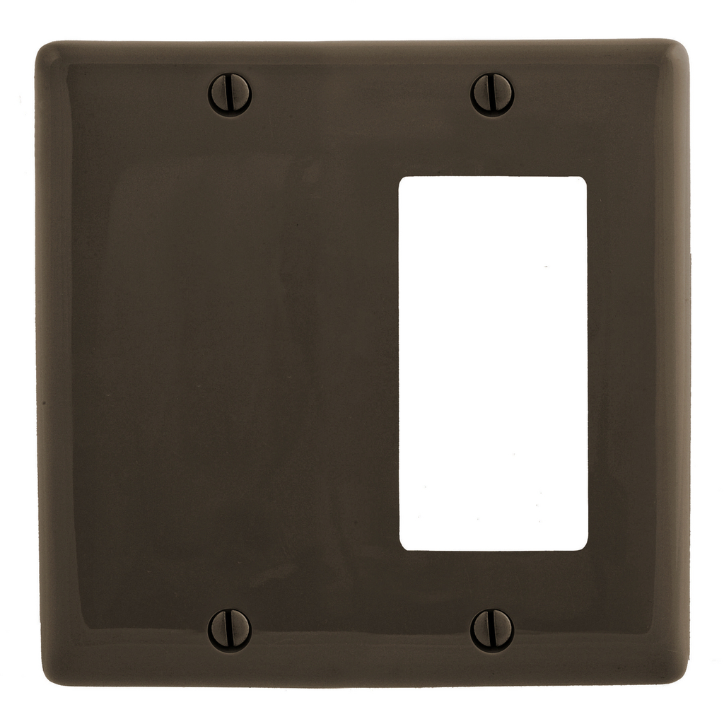 Product image for Hubbell NP1326 WALLPLATE, 2-G, 1) DEC 1) BLNK, BR