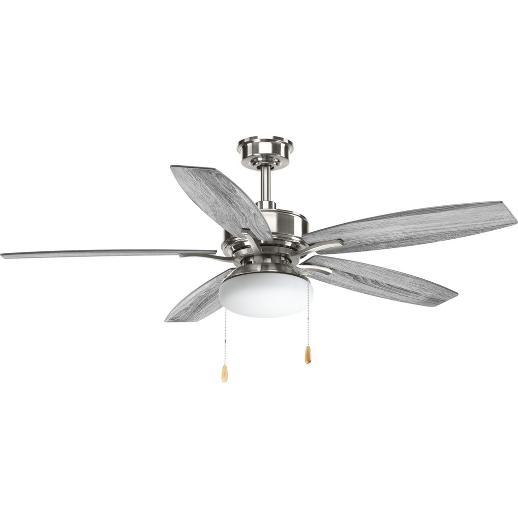 52" 5 Blade Brushed Nickel ceiling fan with pull chain