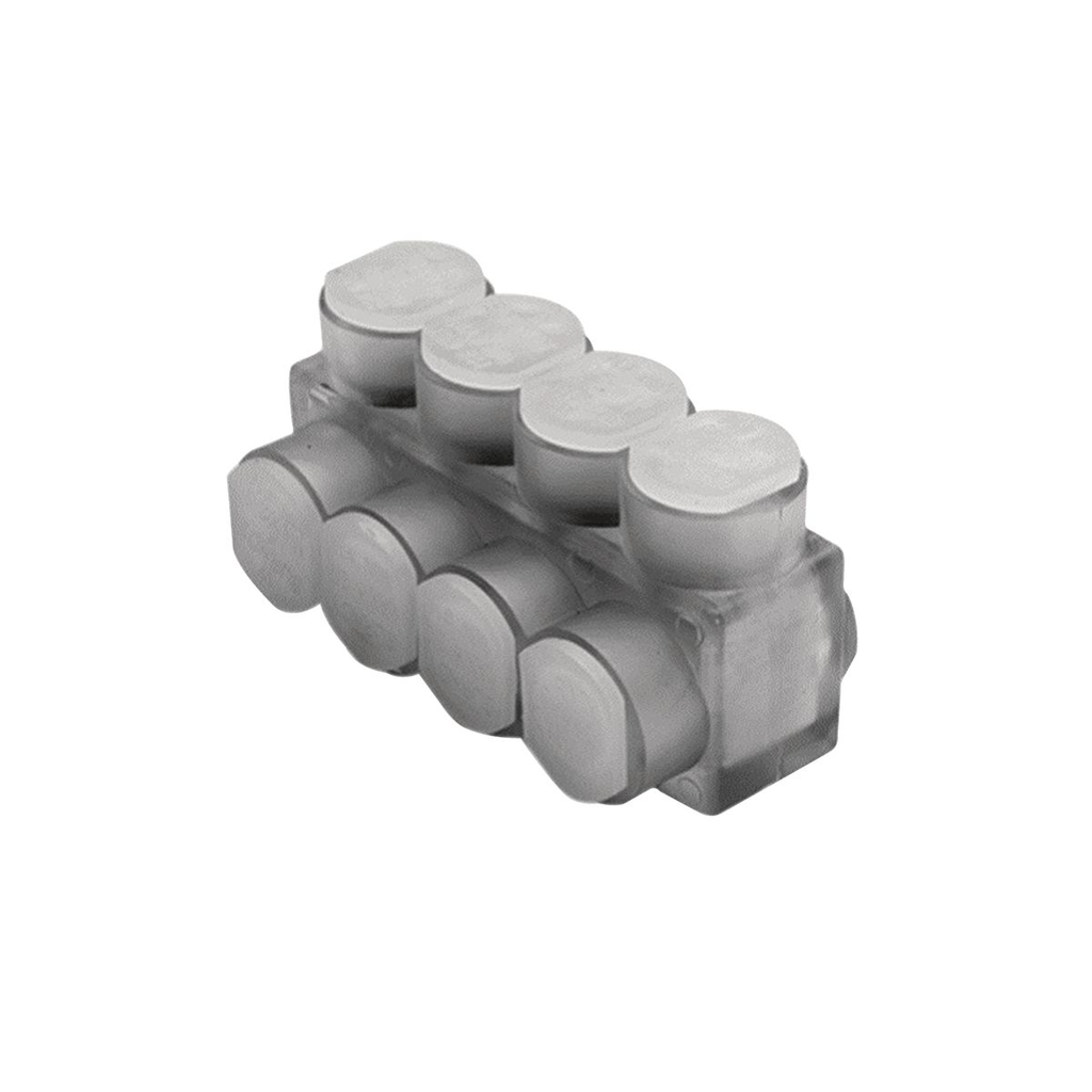 Product image for Burndy BIBD2506MT Aluminum Multiple Tap Connector w/ Mount Holes, Clear Insulated, 6 Port, 2 Sided Entry, 10 AWG-250 kcmil, Al/Cu Rated