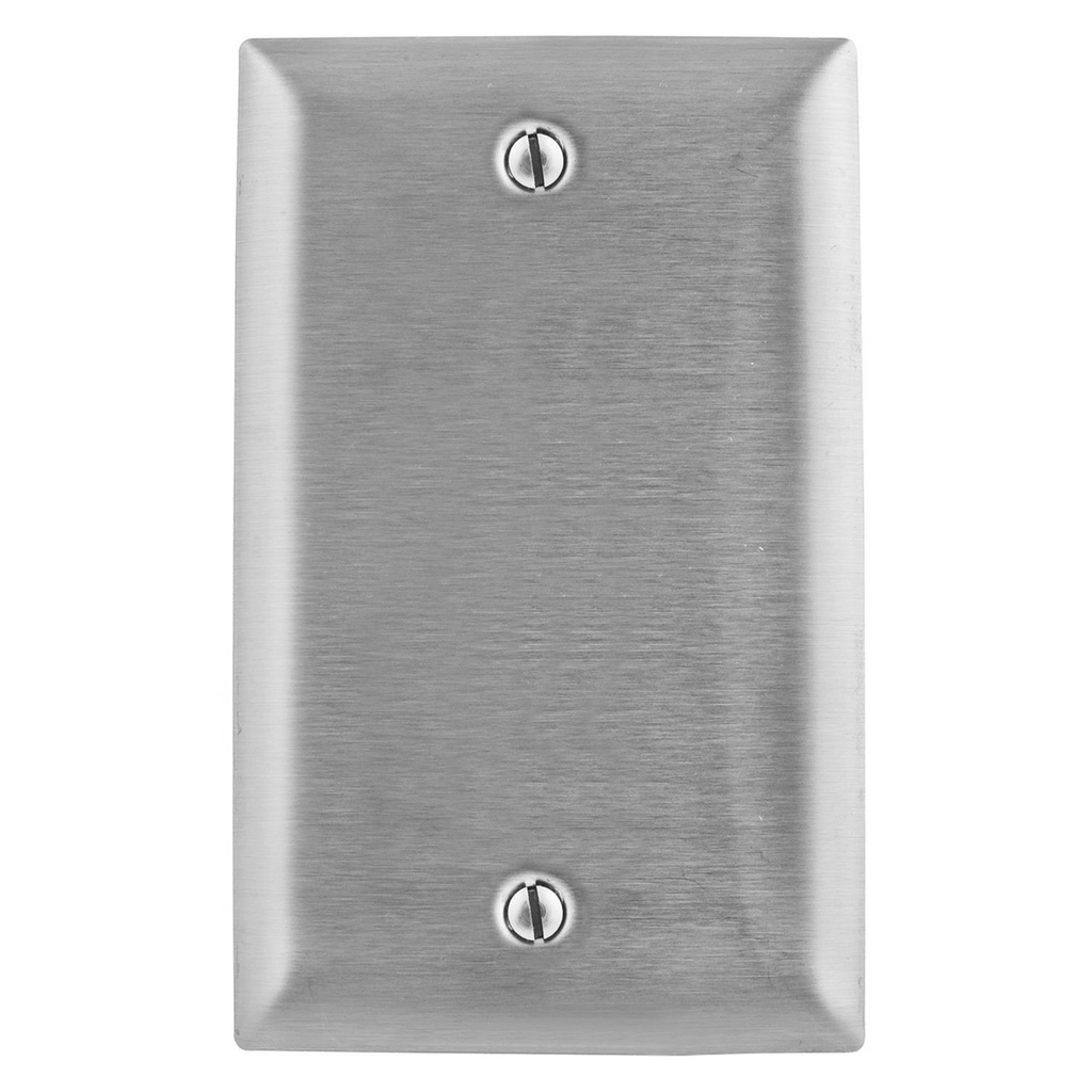 Product image for Hubbell SSJ13 1-Gang Stainless Steel Jumbo 1-Blank Box Mount Wallplate