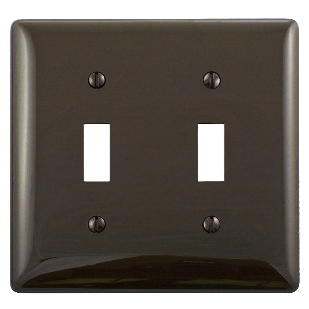 Product image for Hubbell Wiring Devices NPJ2 2-Gang Brown Nylon Medium 2-Toggle Switch Wallplate