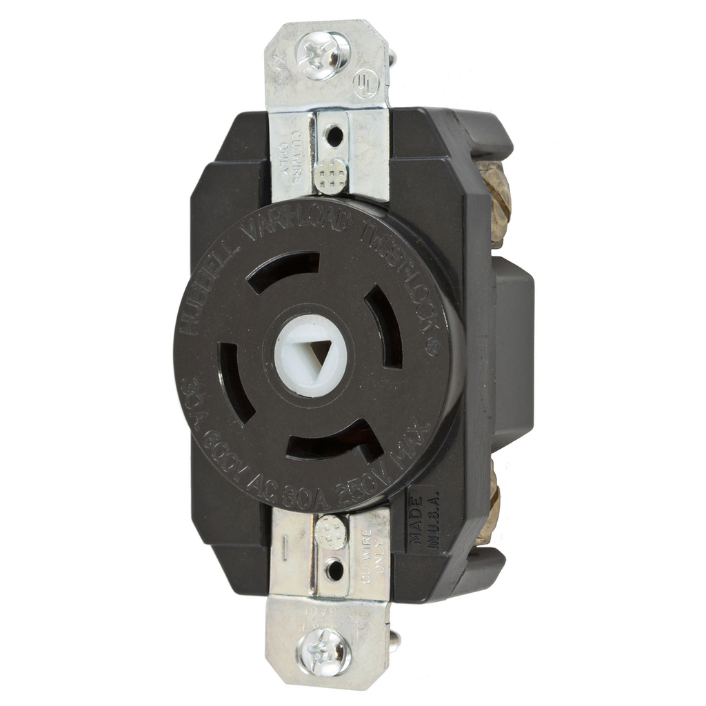 Product image for Hubbell HBL45205 30 Amp 600 Volt 4-Pole 5-Wire Locking Device Receptacle