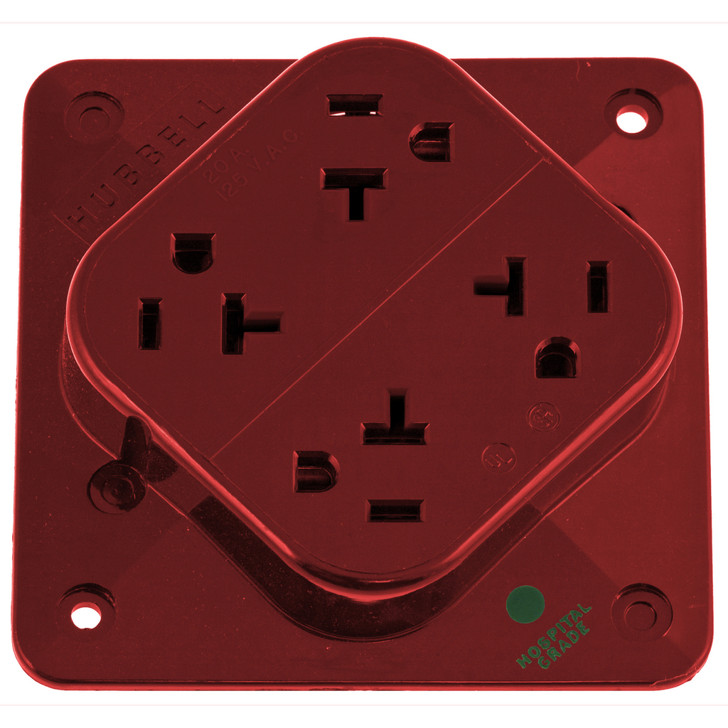 Product image for Hubbell HBL420HR 20 Amp 125 Volt 2-Pole 3-Wire NEMA 5-20R Red Straight Blade Receptacle