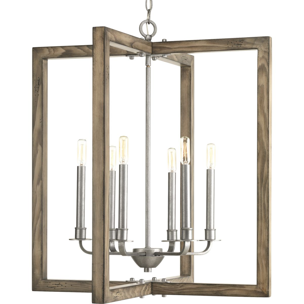 Progress P4761-141 Turnbury Collection Six-Light Galvanized Finish Coastal Chandelier Light Product image for Progress P4761-141 Turnbury Collection Six-Light Galvanized Finish Coastal Chandelier Light