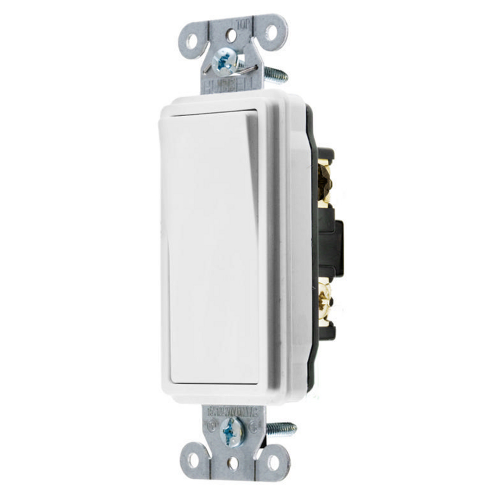 Mayer-DDS-Switches and Lighting Control, Decorator Switch, Specification Grade, Three Way, 15A 120/277V AC, Back and Side Wired, White-1