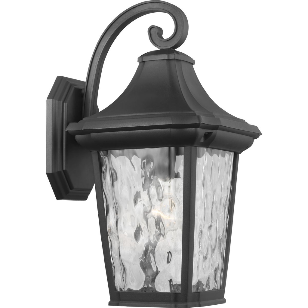 Mayer-DDS-Black one-light medium wall lantern with clear water glass shade.-1