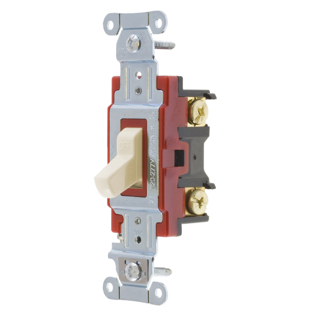 Product image for Hubbell 1221LA Hubbell-PRO Single Pole Toggle Switch, 20A 120/277V, Light Almond