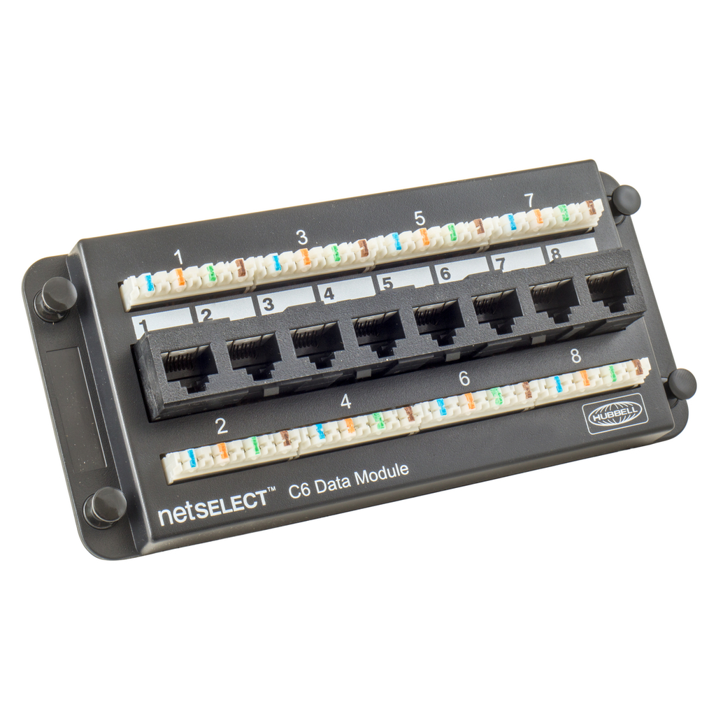 Product image for Hubbell NSODM8C6 8-Port Category 6 Network Data Module