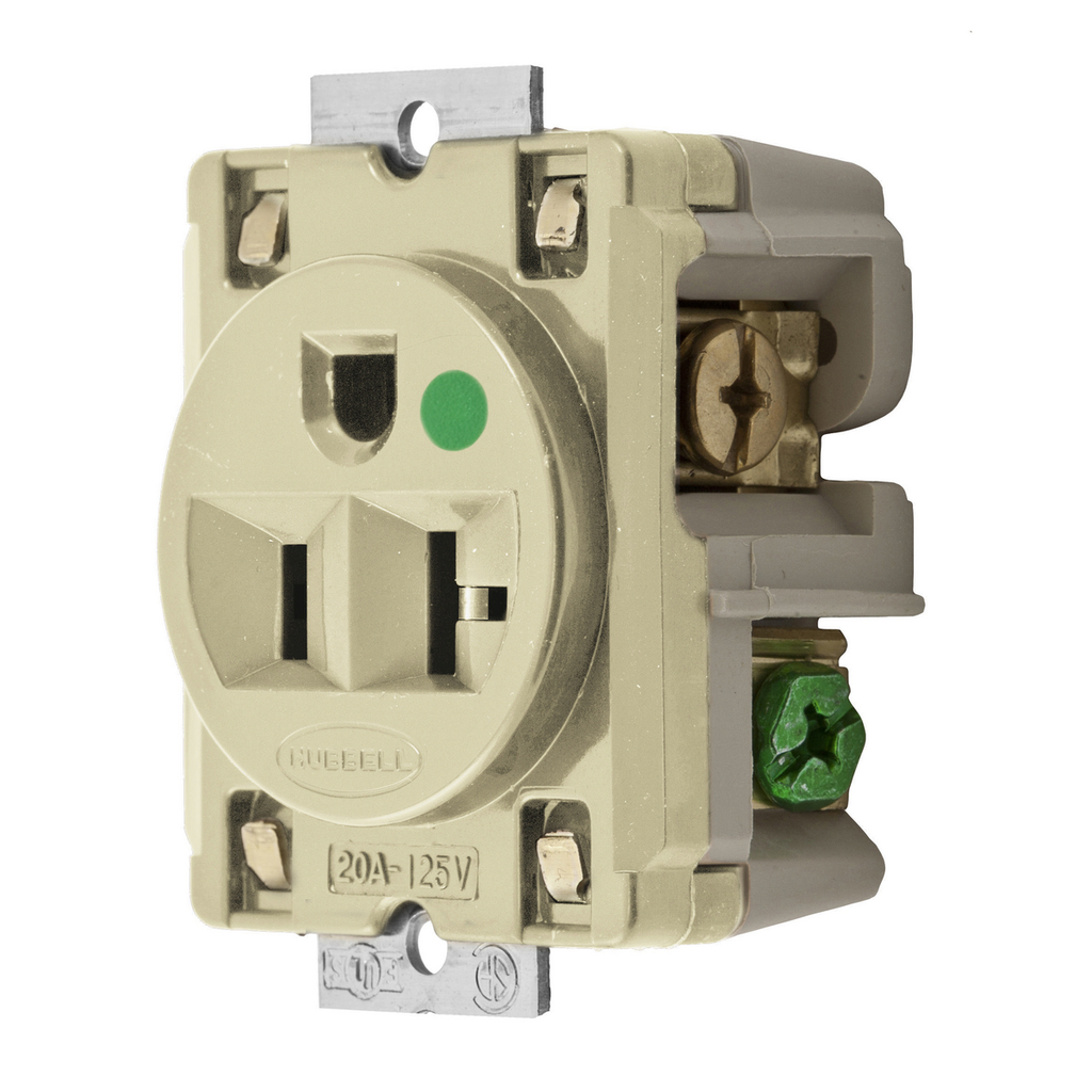 Product image for Hubbell HBL8384I PANEL MT Receptacle, HG, 20A 125V, 5-20R, IV