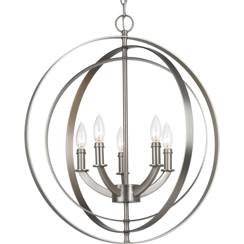 Product image for Progress P3841-126 Equinox Collection Five-Light Burnished Silver New Traditional Sphere Pendant Light