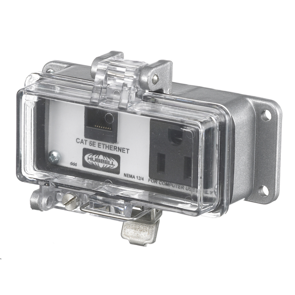 Product image for Hubbell P155E 15 Amp 125 Volt Category 5E Power and Data Access Port