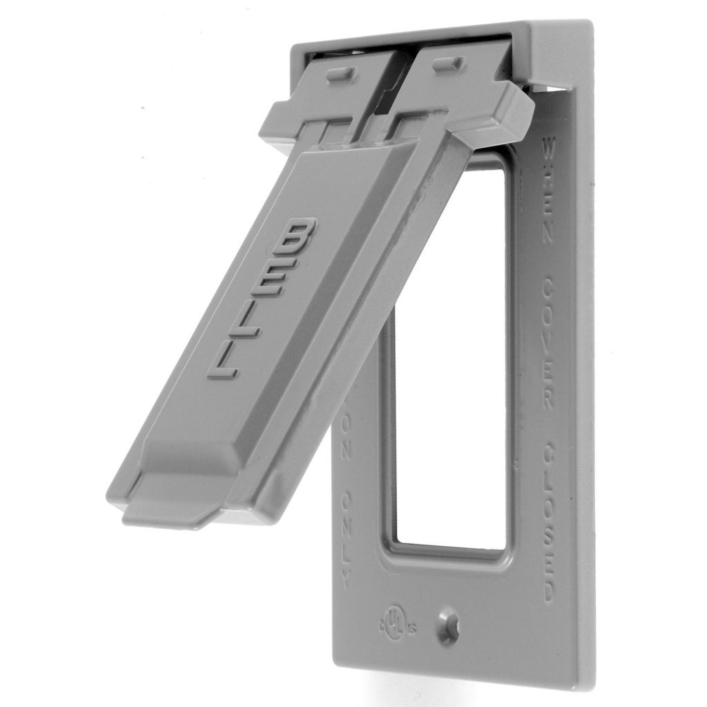 Product image for Hubbell RW51040 1-Gang Gray Die-Cast Zinc Vertical Mount Weatherproof Lift Cover