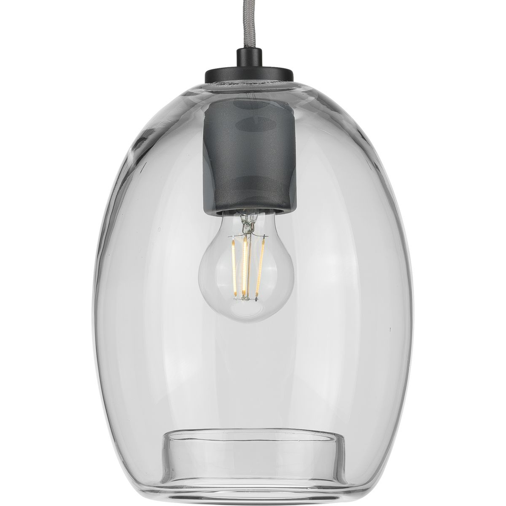 Product image for Progress P500159-143 Caisson Collection One-Light Graphite Clear Glass Global Pendant Light