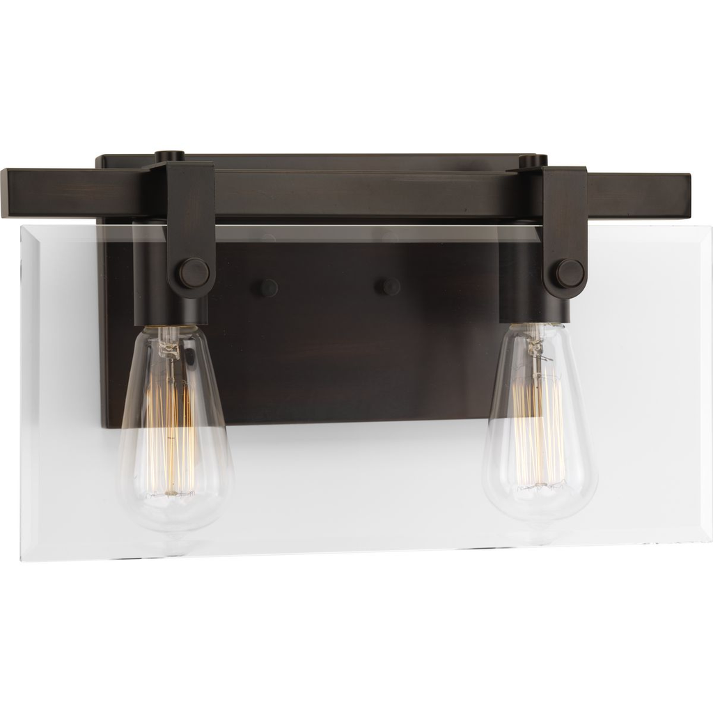Product image for Progress P300106-020 Glayse Collection Two-Light Antique Bronze Clear Glass Luxe Bath Vanity Light