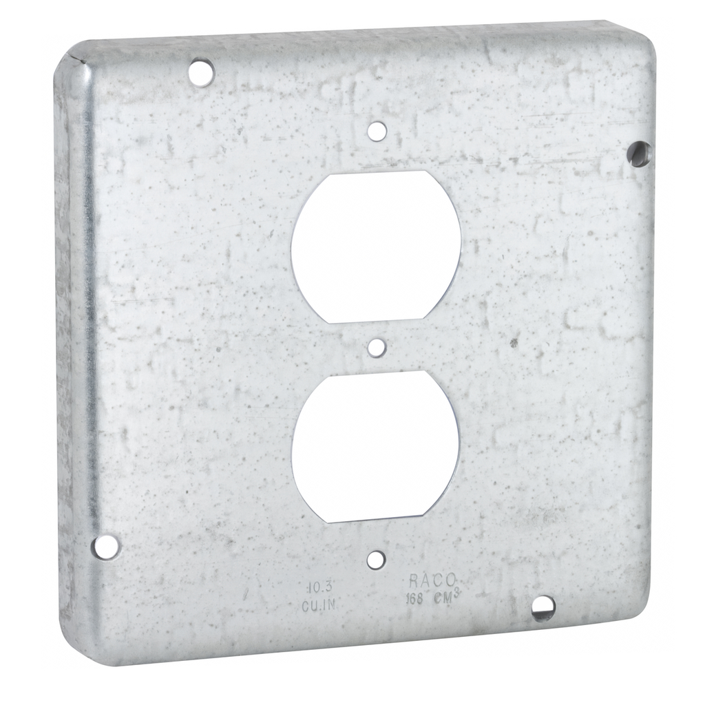 Product image for Raco 972 4-11/16" Square Exposed Work Cover, 1 Duplex Receptacle