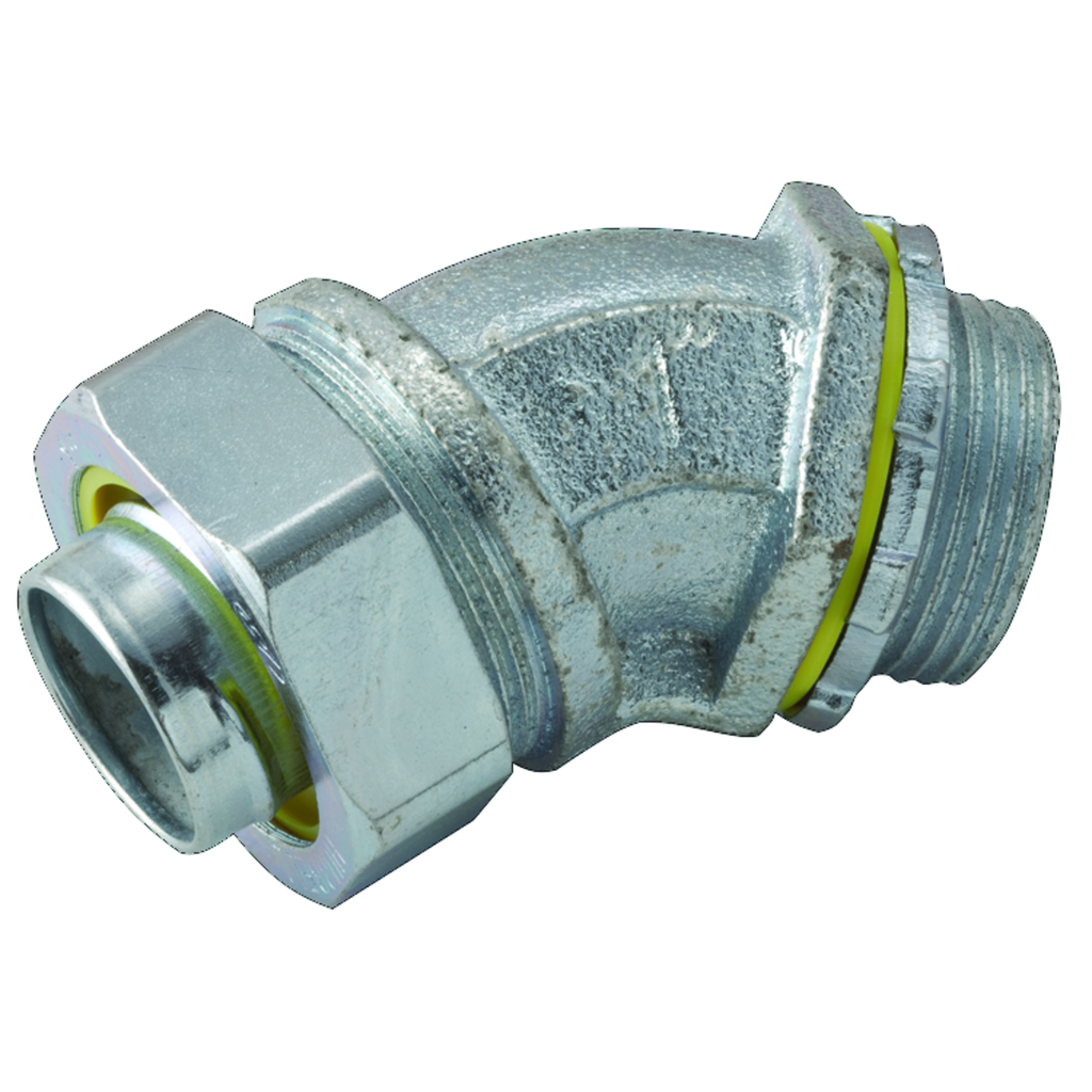Product image for Raco 3444 1" 45deg Liquidtight Connector, Uninsulated, Steel