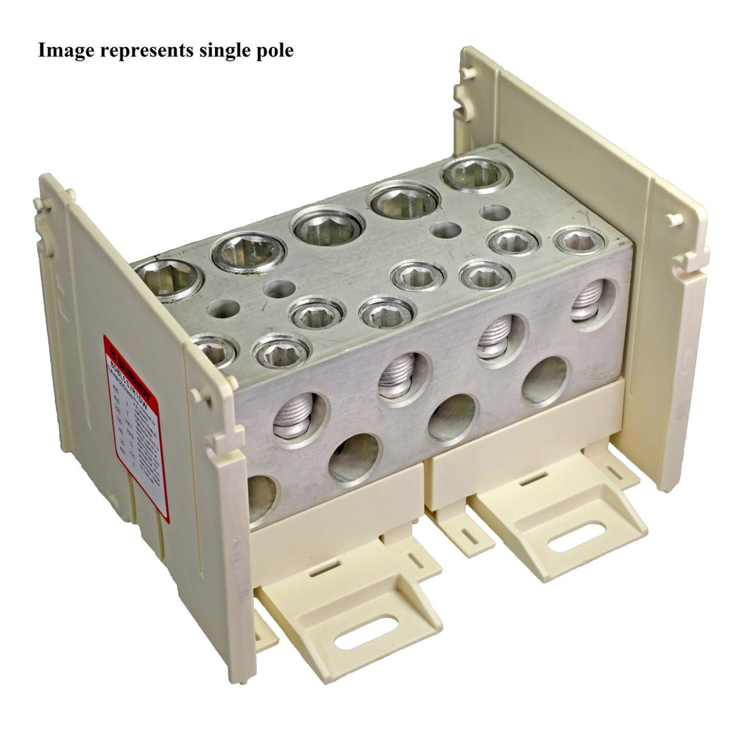 Product image for BURNDY BDBLCS7R3DW PWR DIST BLOCK, 3POLE, 600V AL9CU RUN: (5)500-4 TAP: (8)4/0-6