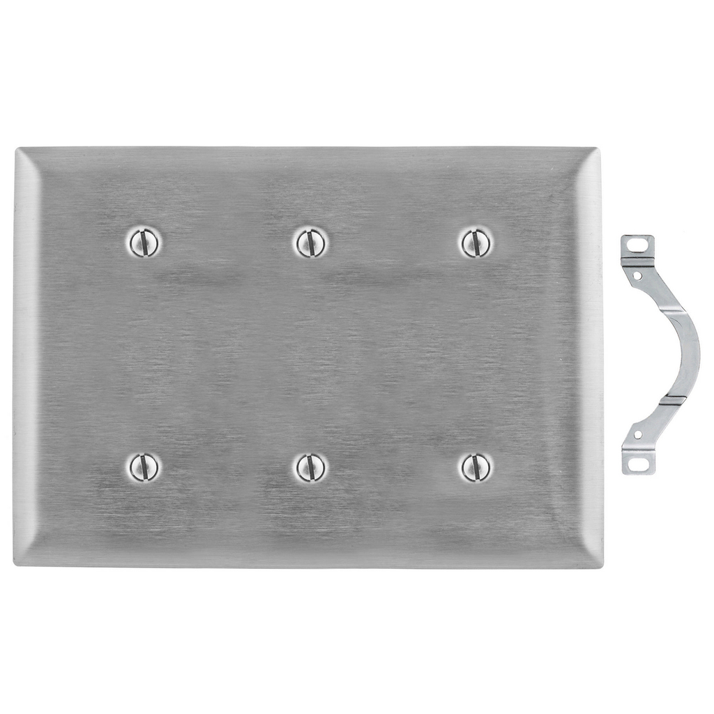 Product image for Hubbell SS34 WALLPLATE, 3-G, BLANK, SS