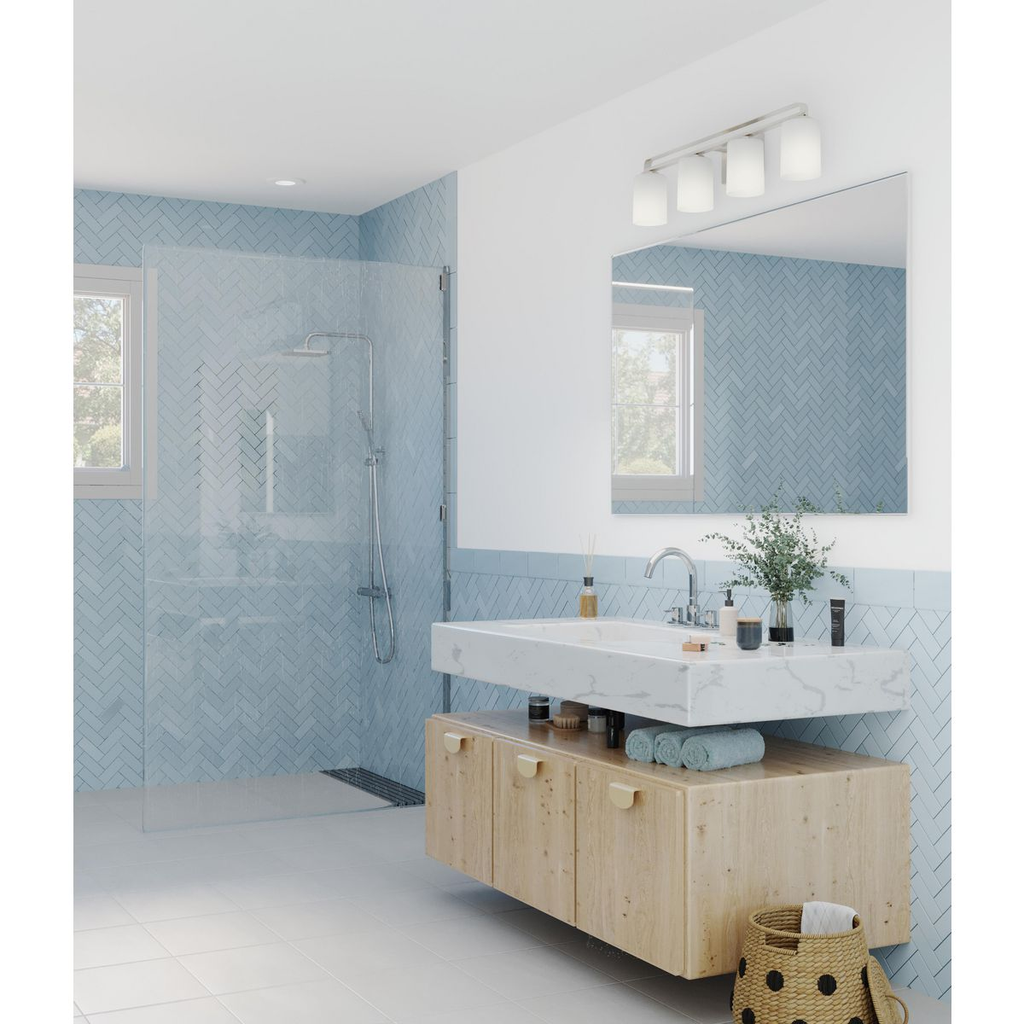Four-light brushed nickel bath vanity light