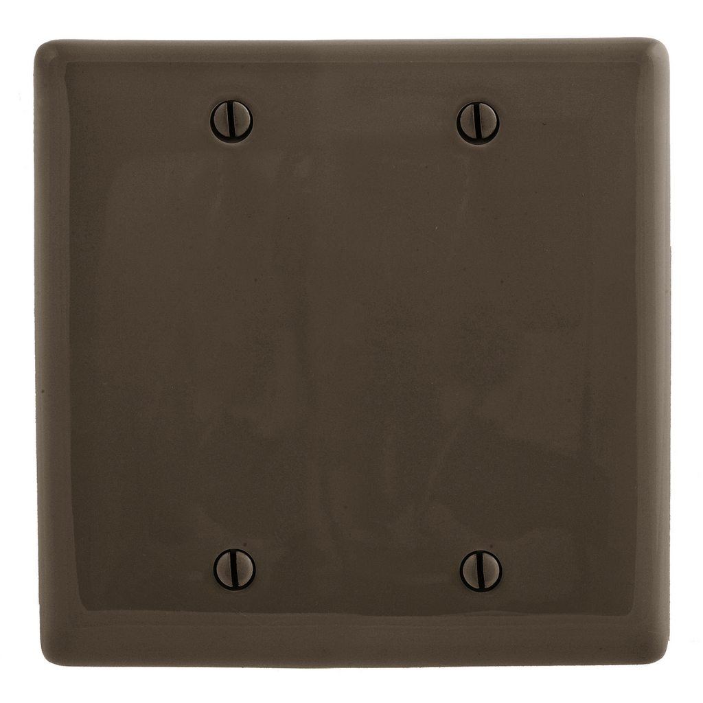 Product image for Hubbell NP23 2-Gang Brown Nylon Standard 2-Blank Box Mount Wallplate