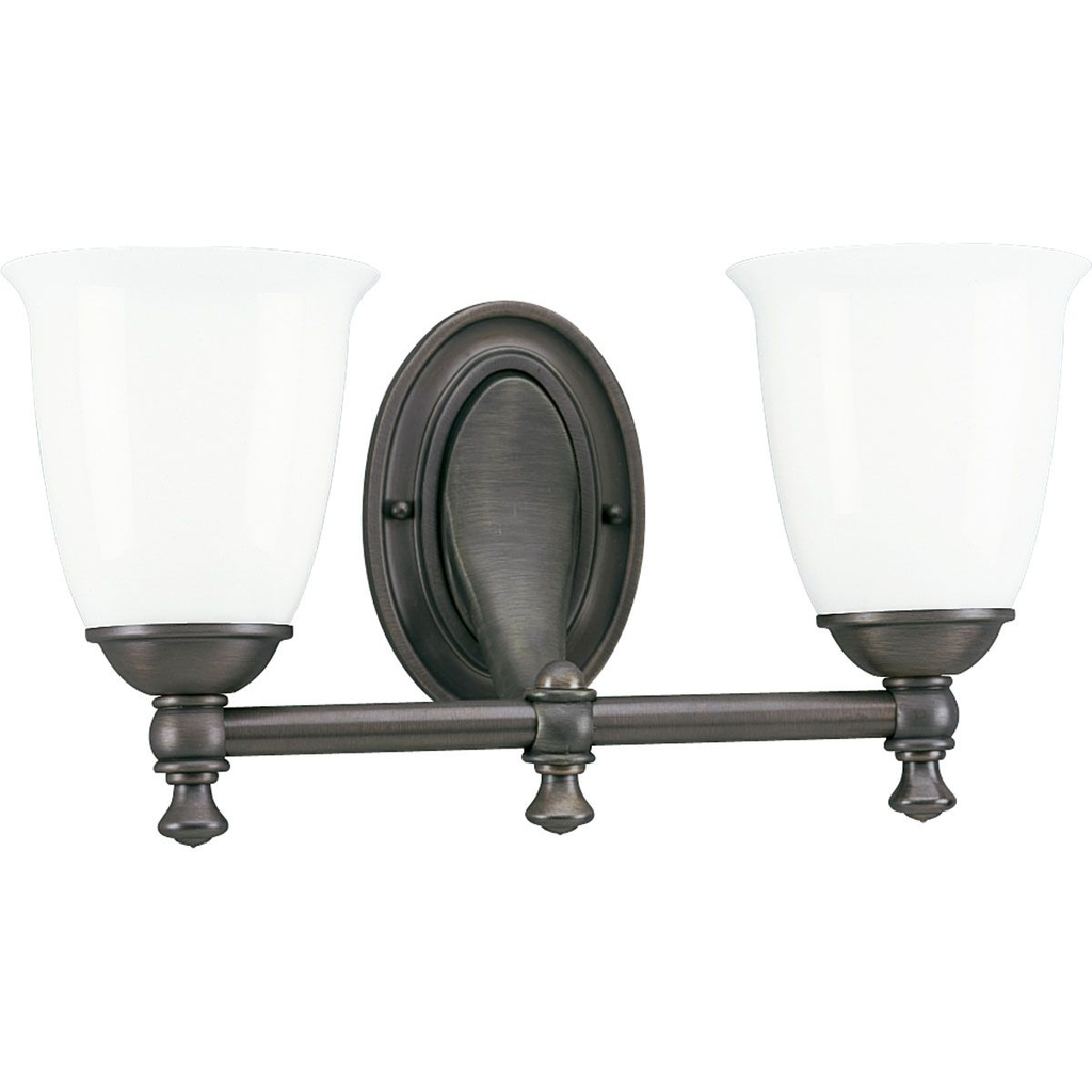 Product image for Progress P3028-74 Victorian Collection Two-Light Venetian Bronze White Opal Glass Farmhouse Bath Vanity Light