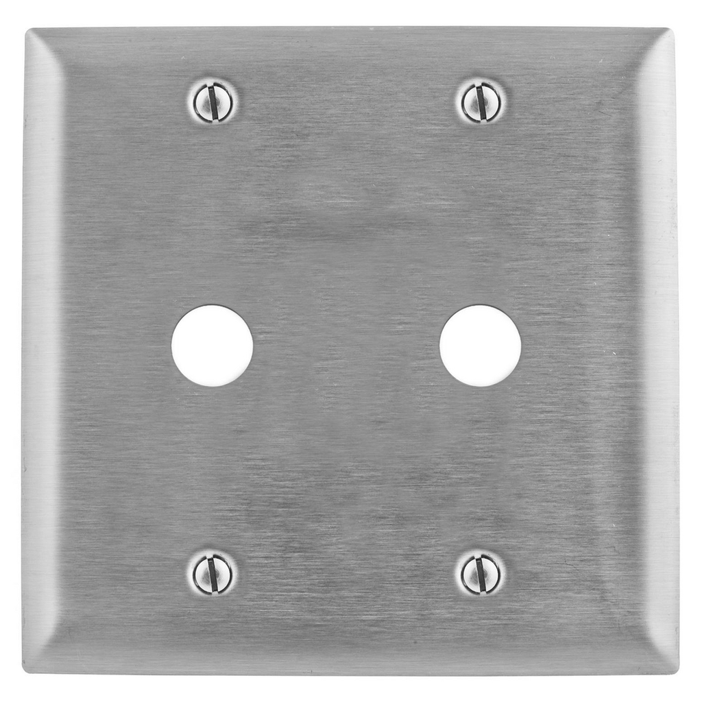 Product image for Hubbell SS22 WALLPLATE, 2-G, 2) .64", SS