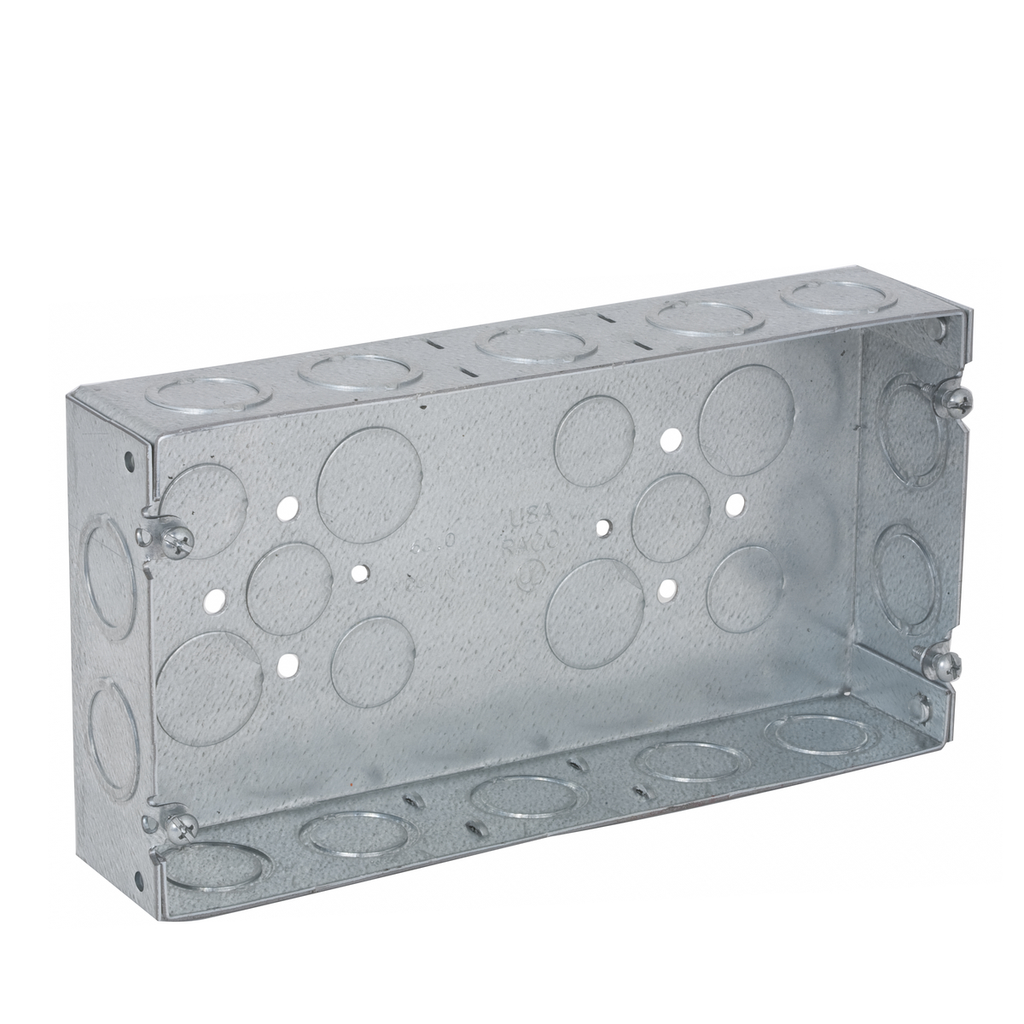 Mayer-DDS-Welded 3-Gang Box, 1-5/8 in. Depth, Featuring Fourteen 1/2 & 3/4 in. Concentric Knockouts, Six 1/2 in. Knockouts, and Two 3/4 in. Knockouts.-1