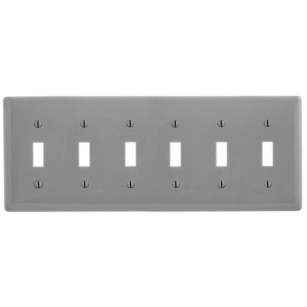 Product image for Hubbell NP6GY WALLPLATE, 6-G, 6) TOGG, GY