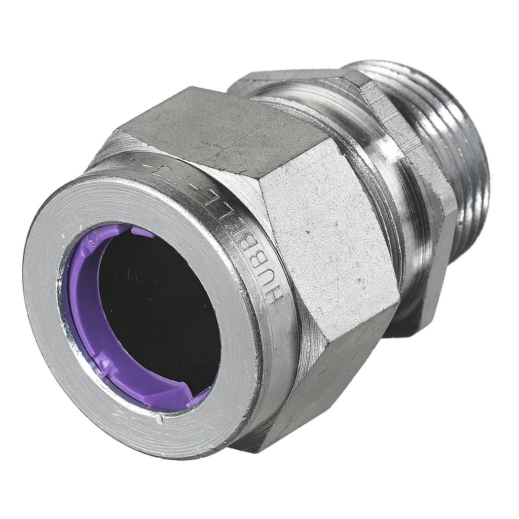 Product image for Hubbell SHC1038ZP 3/4 Inch Male Threaded 0.75 to 0.88 Inch Zinc Plated Steel Straight Cord Connector